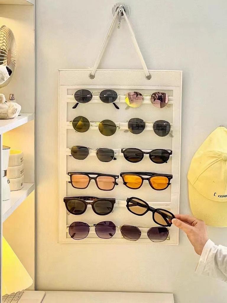 1pc Sunglasses Storage Organizer,Holds 12 pairs of eyeglasses,  Hanging Glasses Display Rack,Versatile Wall-Mounted Glasses Hold