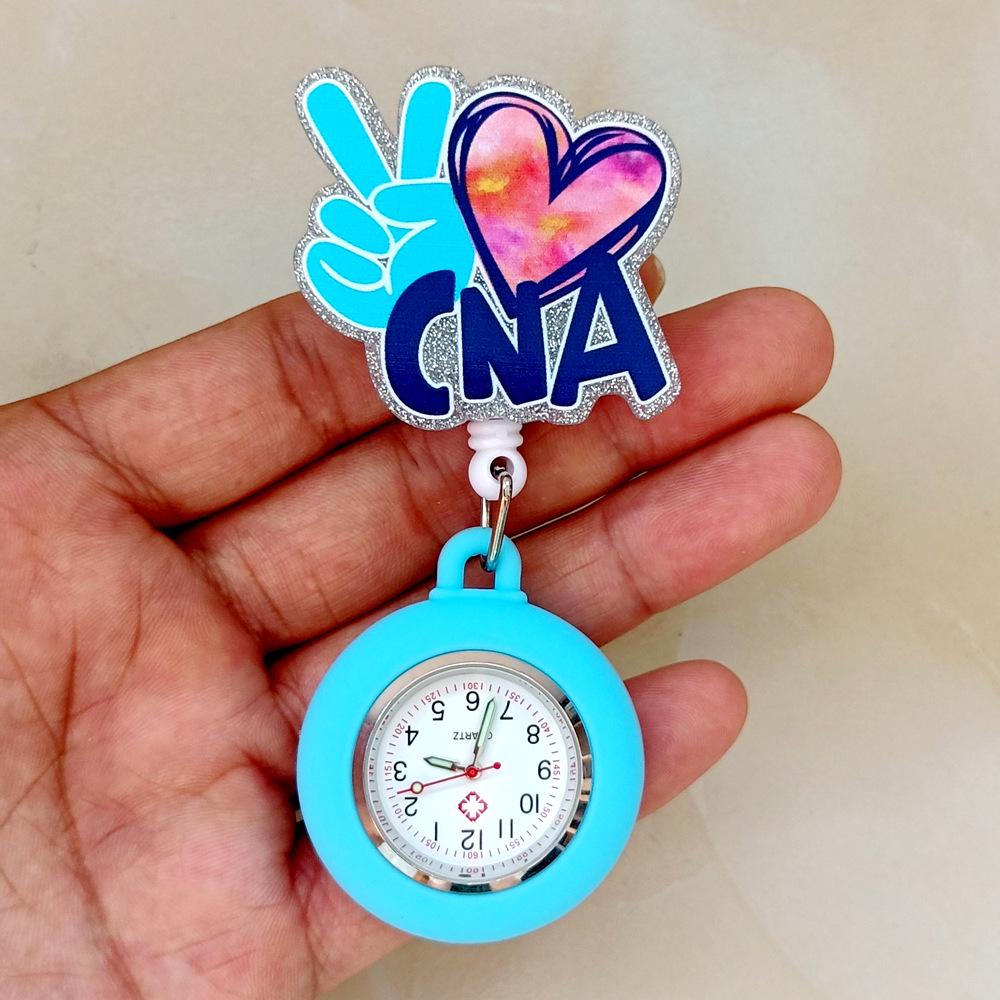 Shiny Cartoon Nurse & Doctor Badge Reel with Retractable PVC Pocket Watch Clip