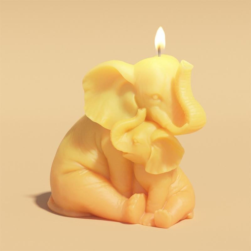 Elephant Mother and Baby Statue Silicone Candle Molds for Handmade Candle Soap Making Molds Epoxy Resin Silicone Molds