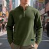 Spring/Autumn Minimalist Casual Men's Loose-Fit Jacquard Stand-Up Collar Half-Zip Base Layer Sweatshirt