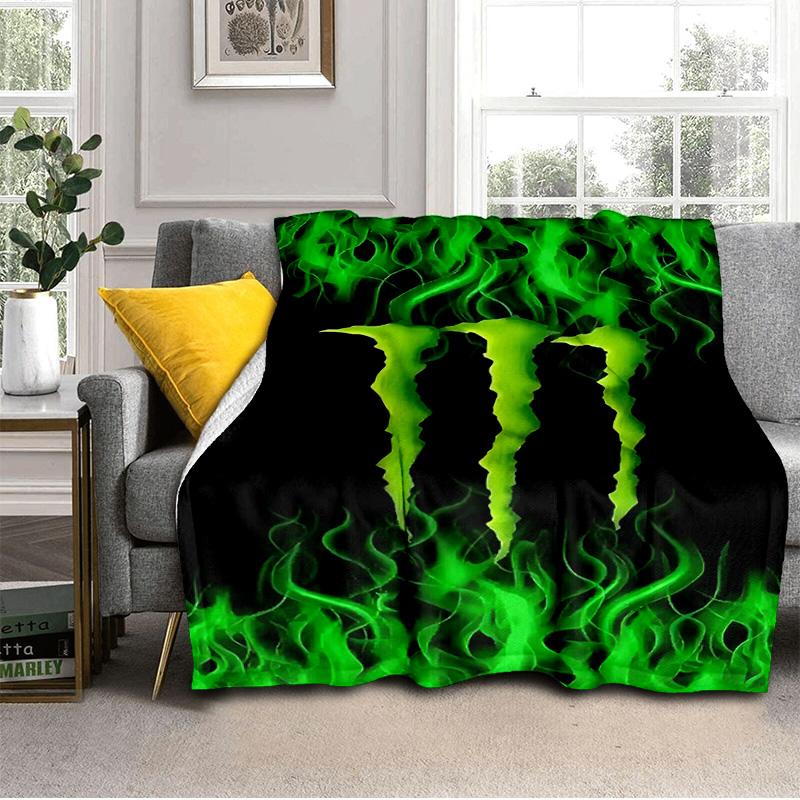 Výkonná energetická nápojová logo deka Vhodná na pohovky, postele, kancelárie a kempovanie - Perfektný darček na Halloween Vianoce