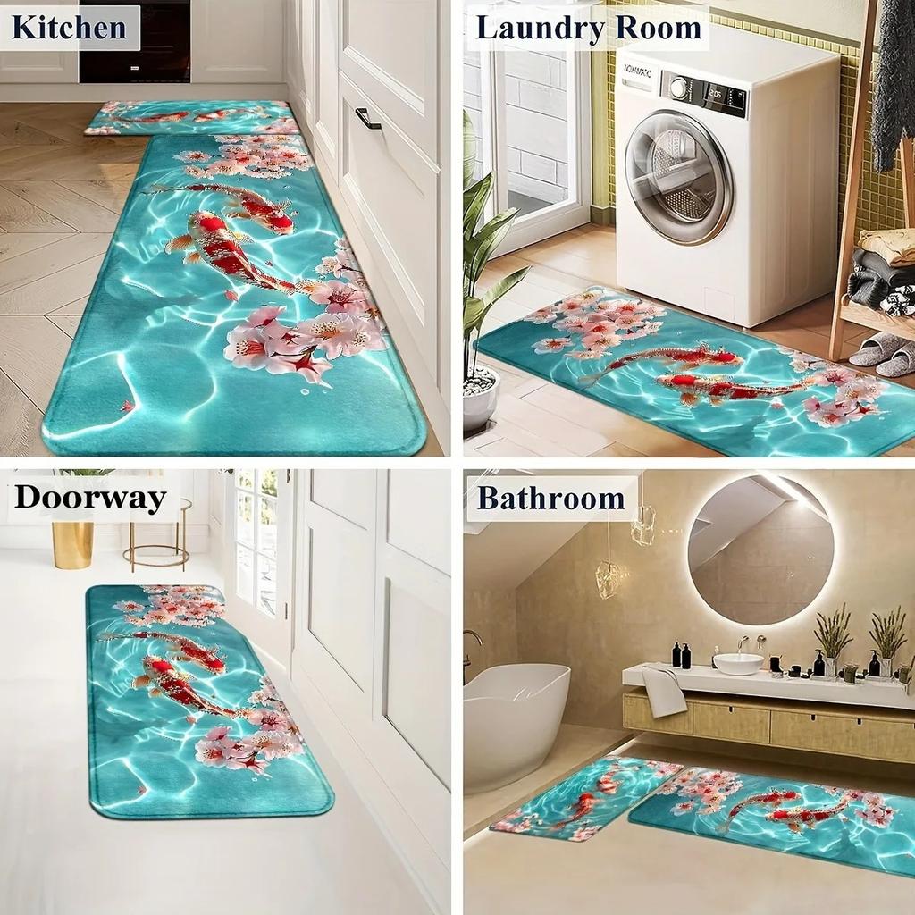 1PC Rainbow Cats Kitchen Rugs Non-Slip Home Door Mats Pop Design Bathroom Rugs Bath Mat Carpet for Home Sink Laundry Decor