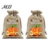 Small Storage for Candies 2Pcs Halloween Pumpkin Drawstring Bags Candy Treats, Retro Burlap Pattern Party Favors Trick or Treat Bags, Portable Goodie