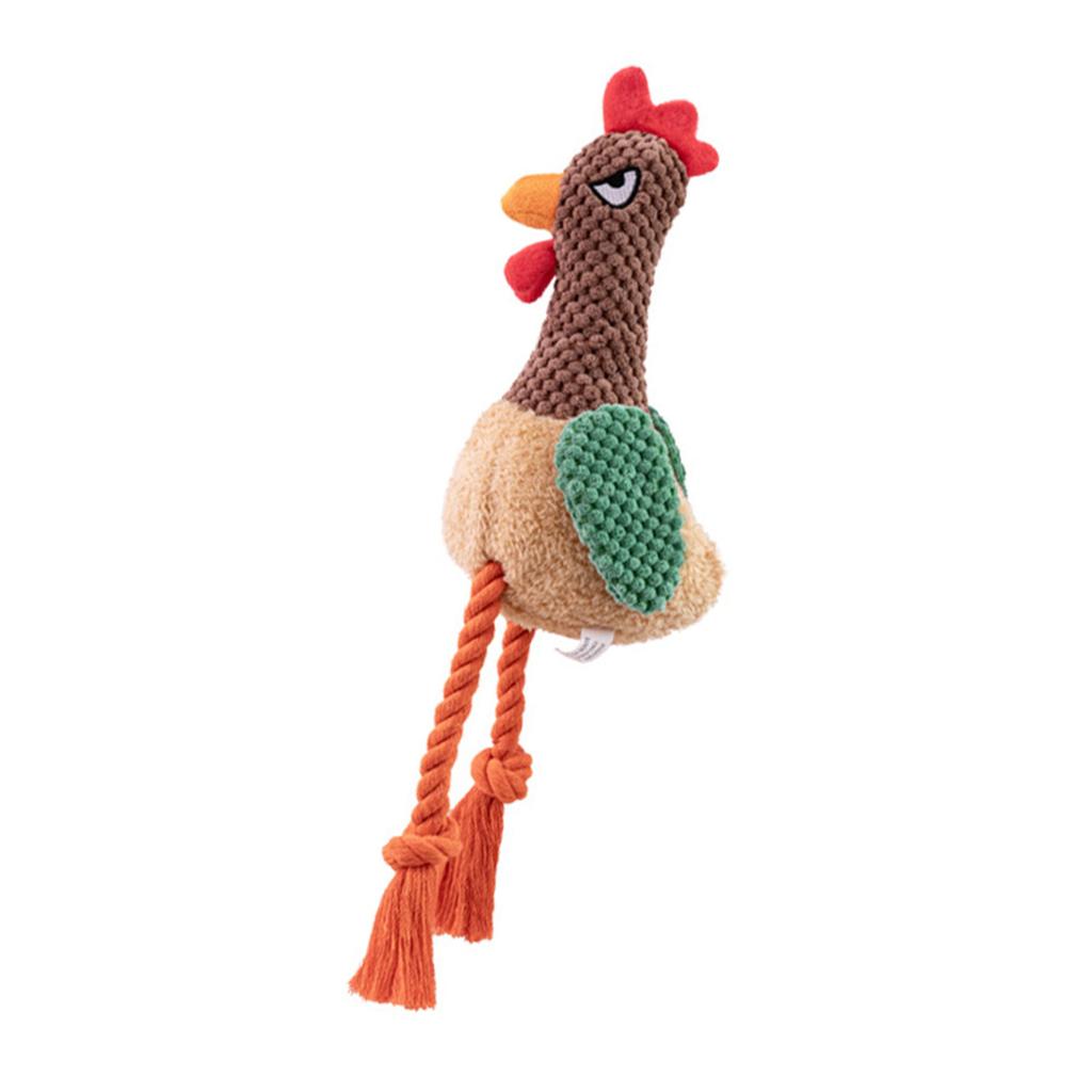 Squeaky Plush Rooster Dog Chewing Rope Toy With Soft Cotton Soothing Teething Toy For Indoor Outdoor Pet Entertainment