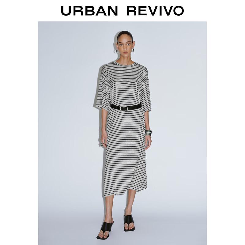 

UR2025 Women s Striped A-Line Short Sleeve Dress S