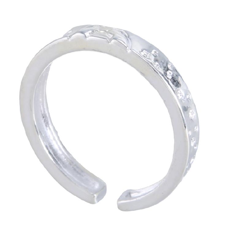 2Pcs Corrosion Pattern Open Rings Stackable Sun Moon Rings Set Women Ornaments