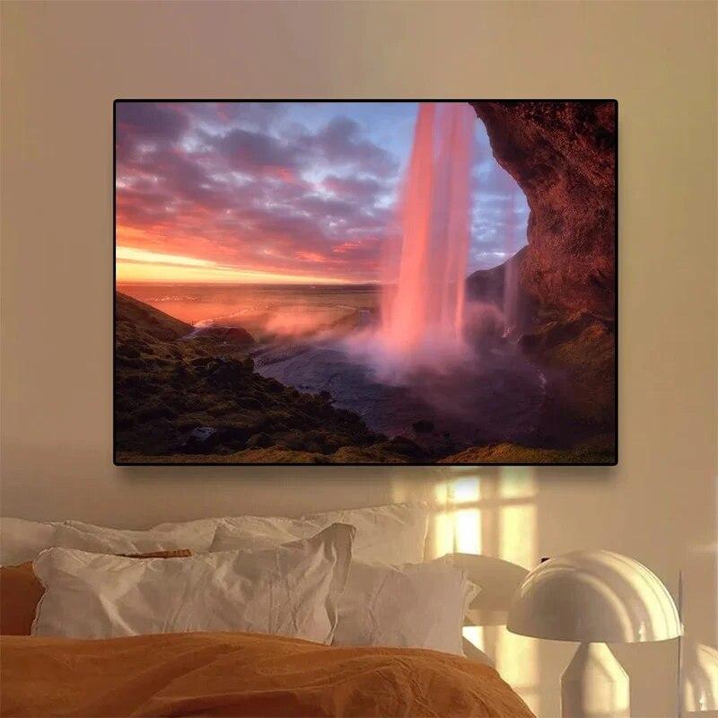 Natural Water Waterfalls Streams Poster Wave Crest Free Flow Canvas Paintings and Print Wall Art Pictures Living Room Home Decor