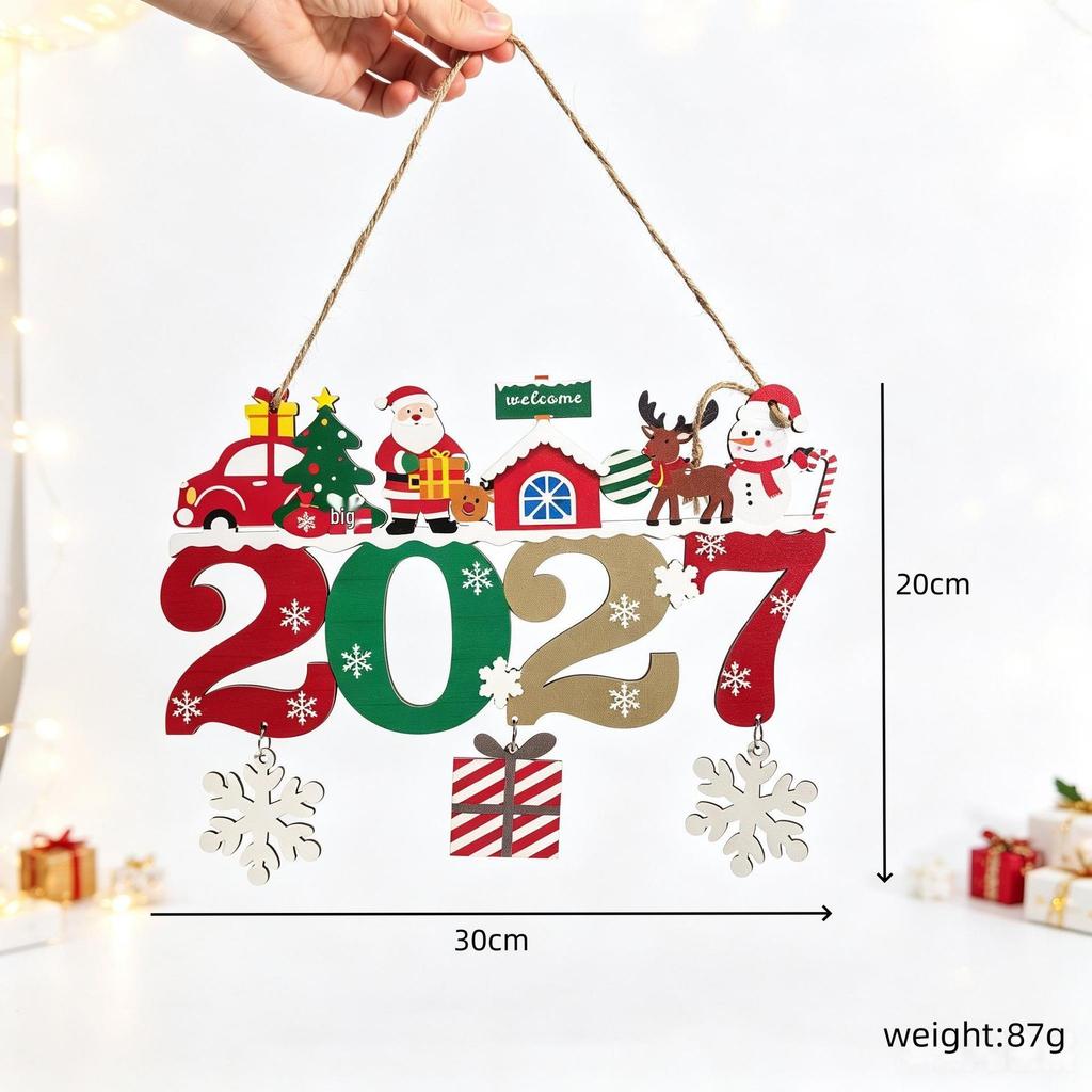 2026 Wooden Christmas Tree Ornament: English Letter Creative Decoration