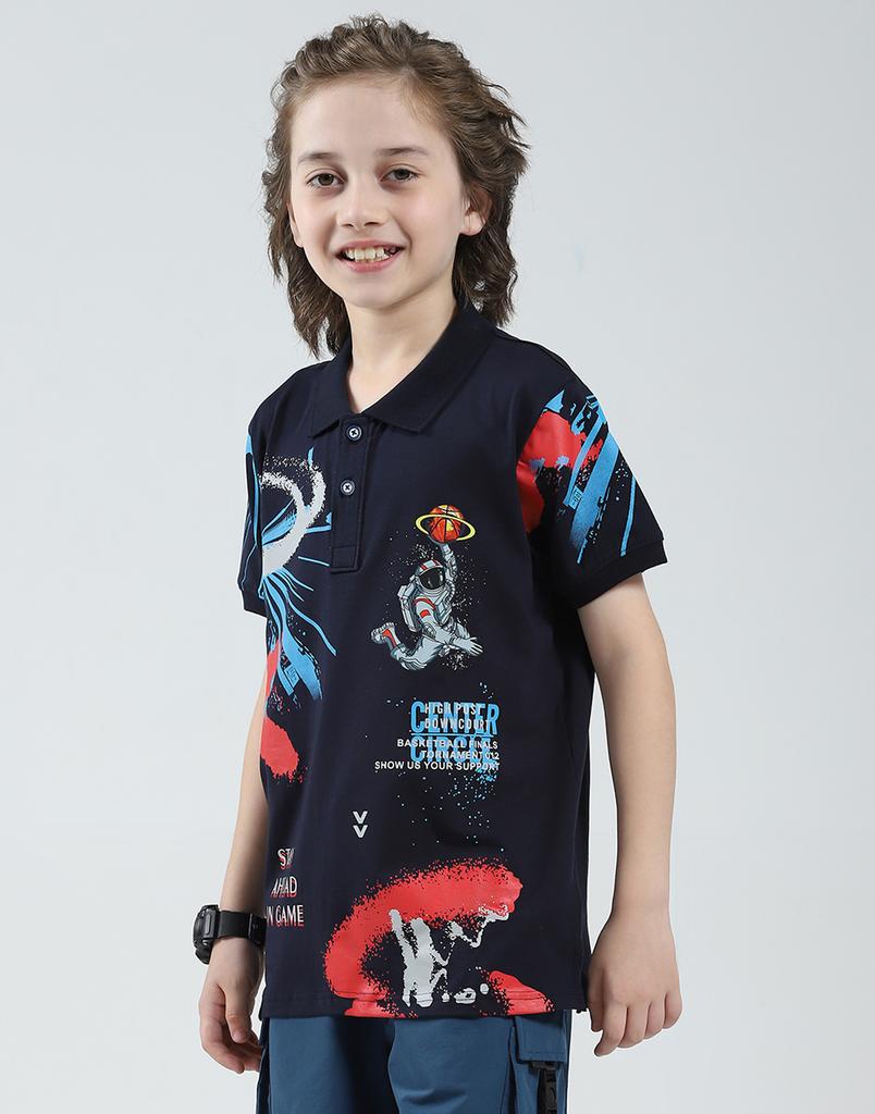 Monte Carlo Boys Printed Collar Neck Tshirt
