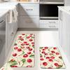 1 Stück Anti-Ermüdungs-Küchenteppich mit rotem Kirschdruck, wasserdicht, rutschfest, dick gepolstert, robuste, bequeme Stehmatte für die Küche