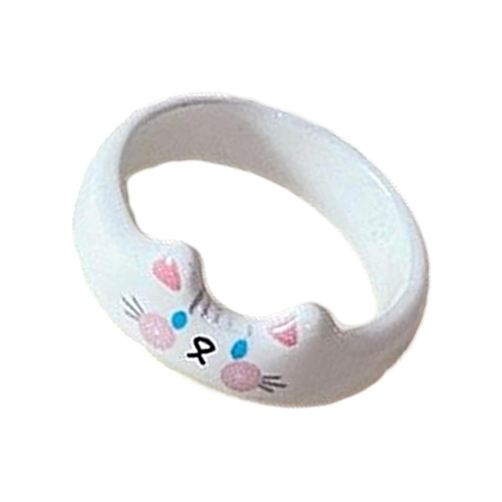 Einzigartiger Emaille-Ring mit Katzenmotiv, Tierschmuck, handgefertigter Fingerring, Accessoires für Studenten und Katzenliebhaber