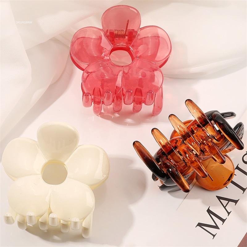 Fashion Claw Clip Hair Clips for Hair Women Colorful Solid Color Flower Shape Girls Hair Claw Hair Barrettes Hair Accessories