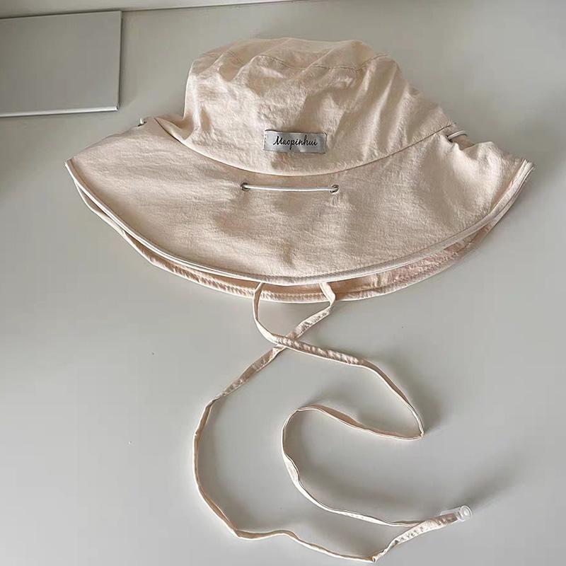 

Women Summer Quick-drying Fisherman Hat Large Brim Foldable Sunshade Bucket Cap Korean Girl Beach Travel Sun Protection Caps бежевый