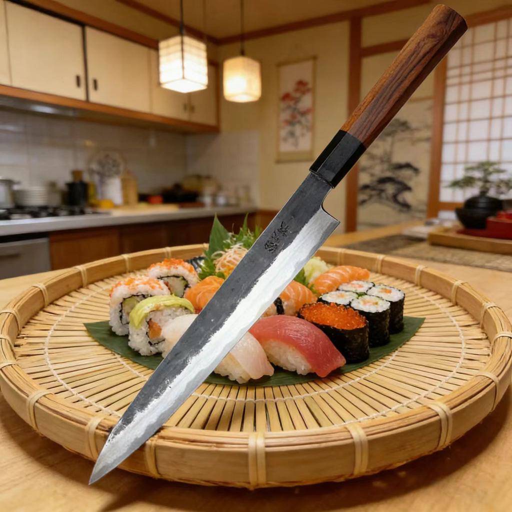 8.3 Inch Sashimi Knife Double-edged Blade T12A High-carbon Steel Core Slicing Chef Cleaver Handmade Kitchen Knife Customizable