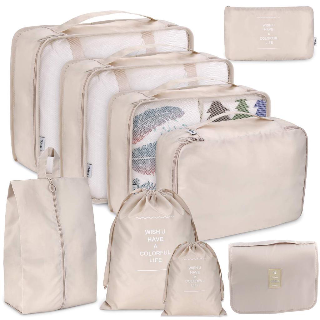 Sac de Rangement de Voyage Ensemble de Neuf Pièces, Trousse de Toilette, Classification des Vêtements, Ensemble de Rangement pour Bagages Ensemble de 9 Pièces