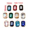 5pcs 12x16mm Stainless Steel Crystal Glass Charms Pendants Colorful Rectangle Charms for Necklace Beads Jewelry Making DIY