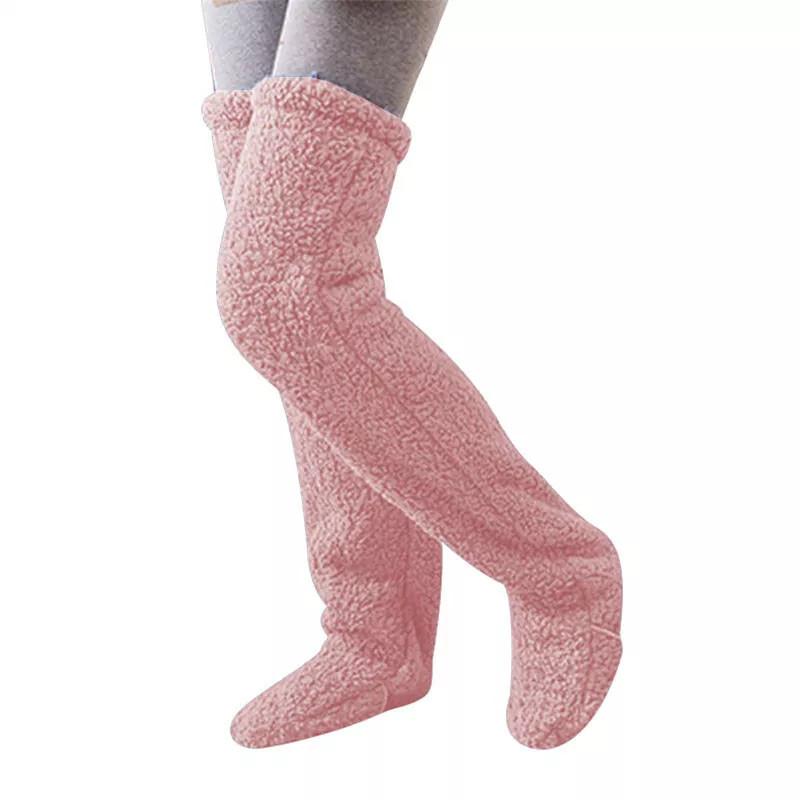 High Sock Knee Slipper Plush Cozy Fuzzy Socks Women Warm Soft Fluffy Thick Gift