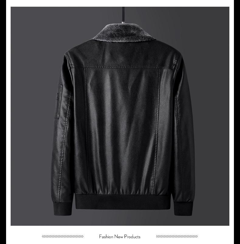 Men's Plus Size Embroidered Leather Baseball Jacket with Velvet, Trendy Spring & Autumn Outerwear.