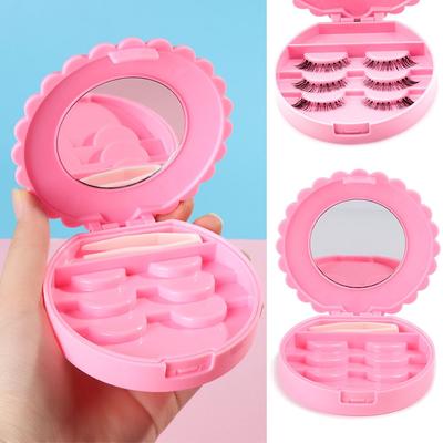 Portable Mirror Case Plastic Lashes Container Box False Eyelash Box Makeup Tool Lashes Organizer