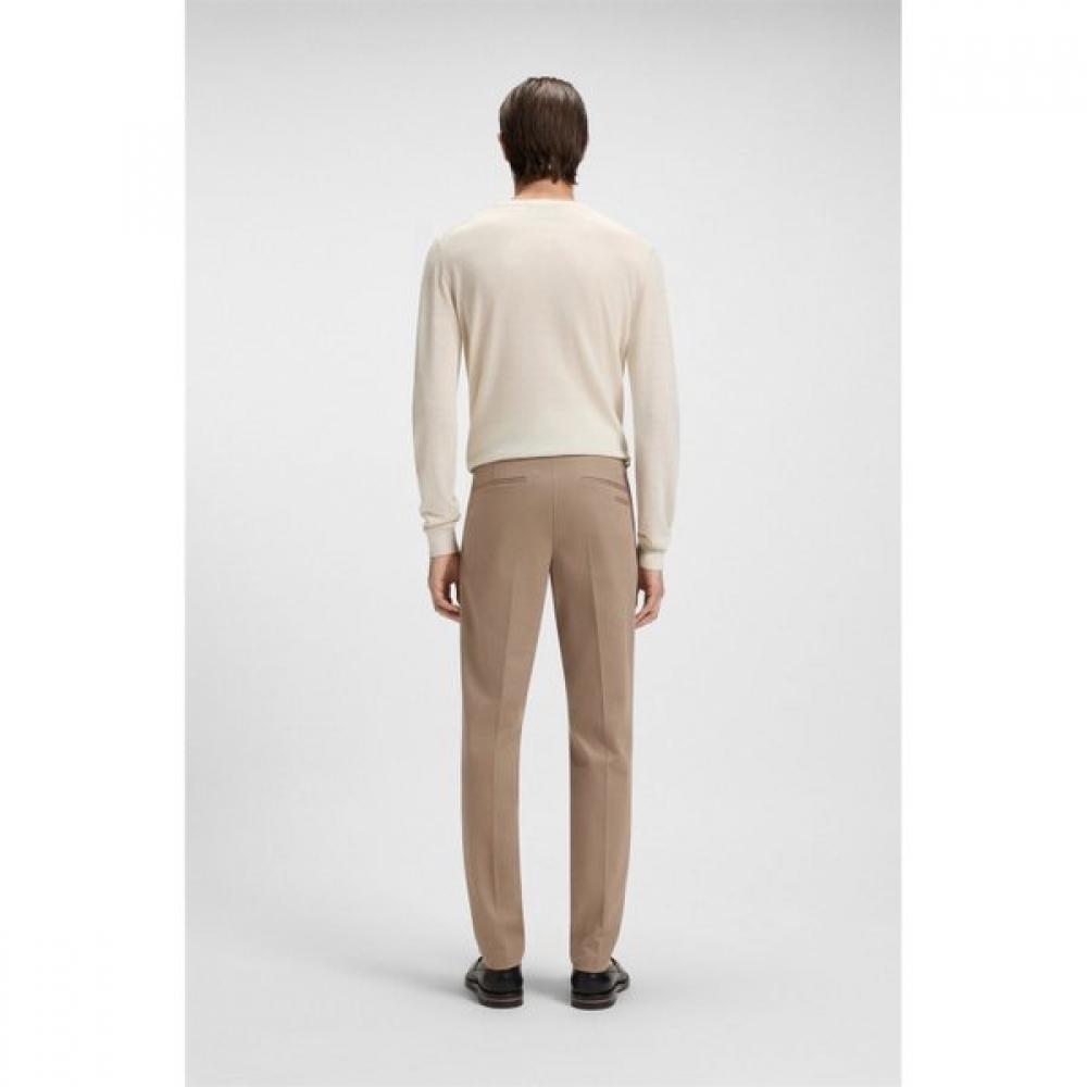BOSS Slim Fit Cotton Blend Pants Open Beige