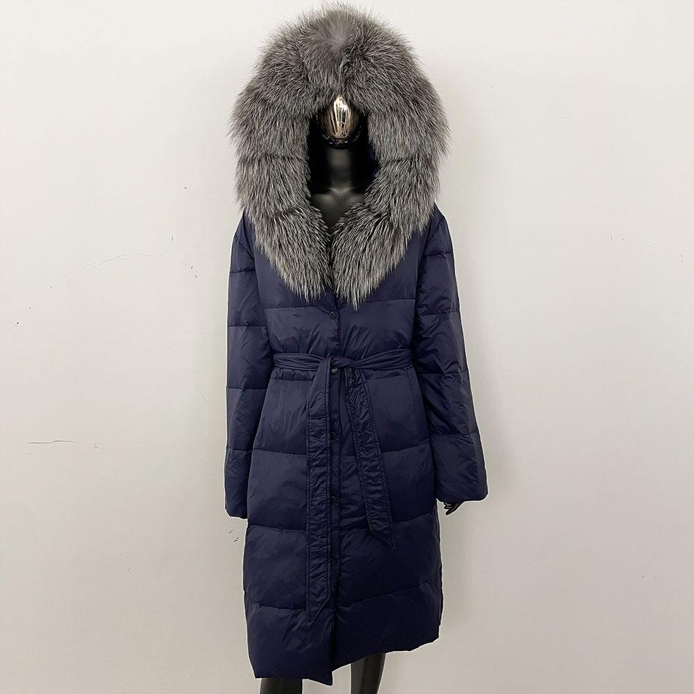 OFTBUY Winter Women Coat Real Fox Fur Collar Hooded Jacket Thick Warm Autumn Hat Detachable X-long White Duck Down Overwears