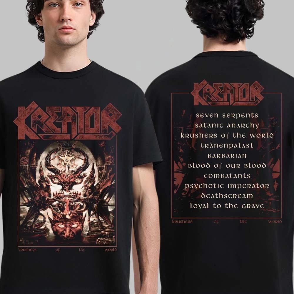 Kreator Krushers of The World Vintage Cover Tracklist Two Sided T-Shirt S-5XL Unisex T-Shirt S