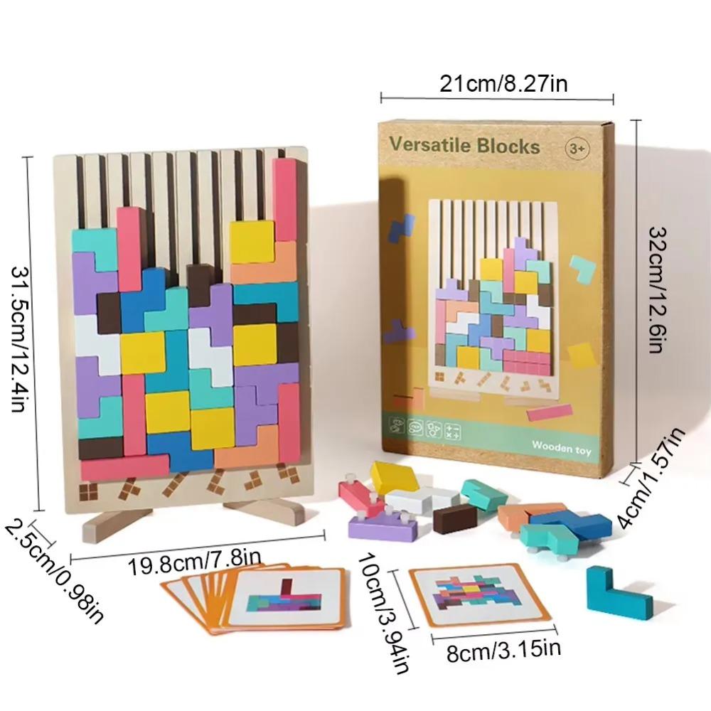Drewniane rosyjskie klocki 3D Puzzle Układanki Zabawka Tangram Puzzle Inteligencja Kolorowe Klocki Montessori Edukacyjne