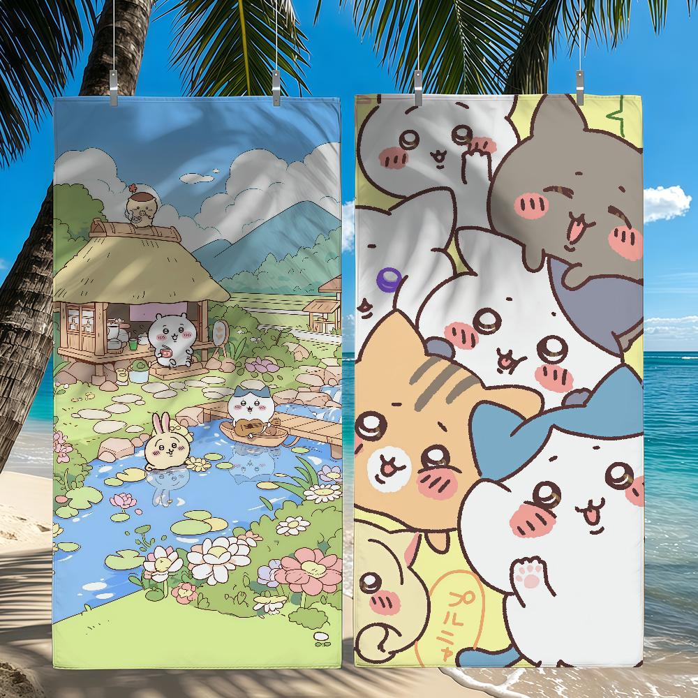 Cartoon C-Chiikawa Cute Towel Quick Drying Beach Towels Are Suitable For Swimming Pools Camping Yoga And The Gym