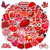50 New Red Mix and Match Stickers VSCO Red Small Fresh Stickers Cute Cartoon Personal Luggage