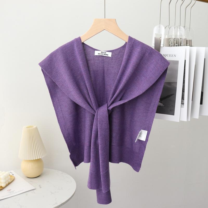 Korean Summer Air Conditioning Fake Collar Neck Guard Scarf Female Knit Thin Autumn Knotted Cape Sunscreen Shawl For Women