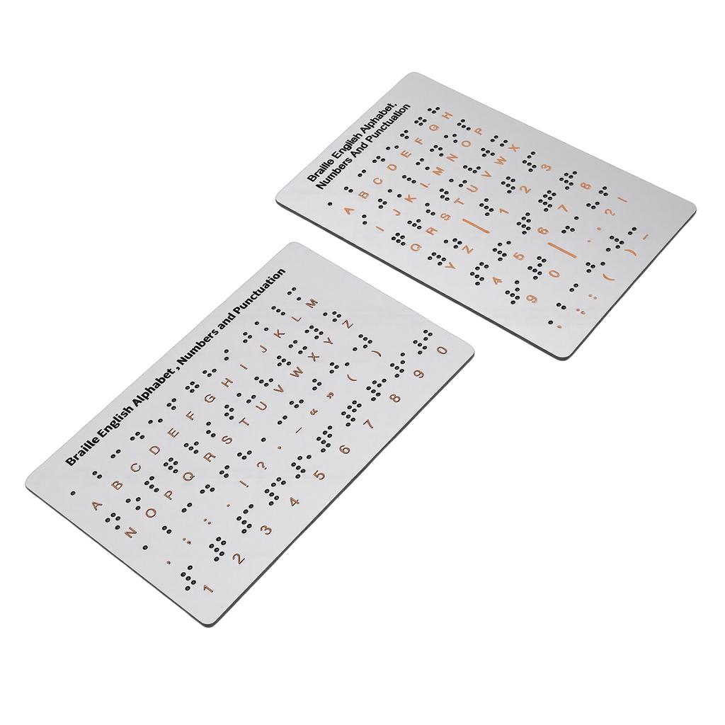 2pcs Braille English Alphabet Numbers and Punctuation Board with Sturdy Raised Dots Braille Learning Tool for Braille
