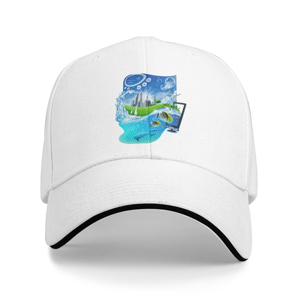 Frutiger Aero World Baseball Caps Retro Sandwich Cap Unisex Women Polyester Dad Hat Travel Gift