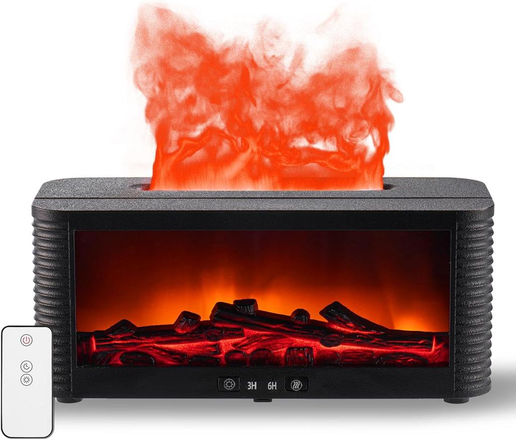 7 Color Light Fireplace Aroma Diffuser with Remote Control Quiet Operation and 250ml Water Tank for Relaxation