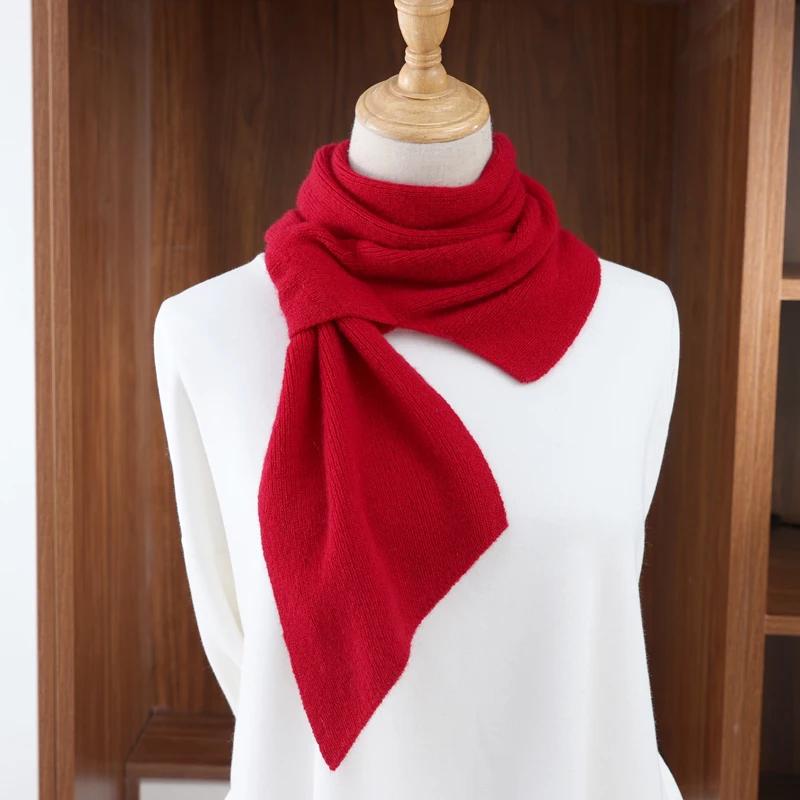 Women’s 100% Cashmere Solid Colored Knitted Scarf with Irregular Cross Design Winter Warmth Wind Cold Protection