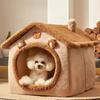 All-Season Enclosed Cat House Villa Washable Dog Bed Winter Insulation Sleeping Nest for Cats