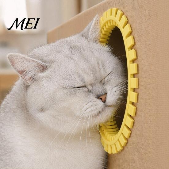 Grooming Tunnel Cat Self Groomer for Cardboard Boxes, DIY Brush Toy Ring, Hands-Free Massage Comb House Door Hole Teeth