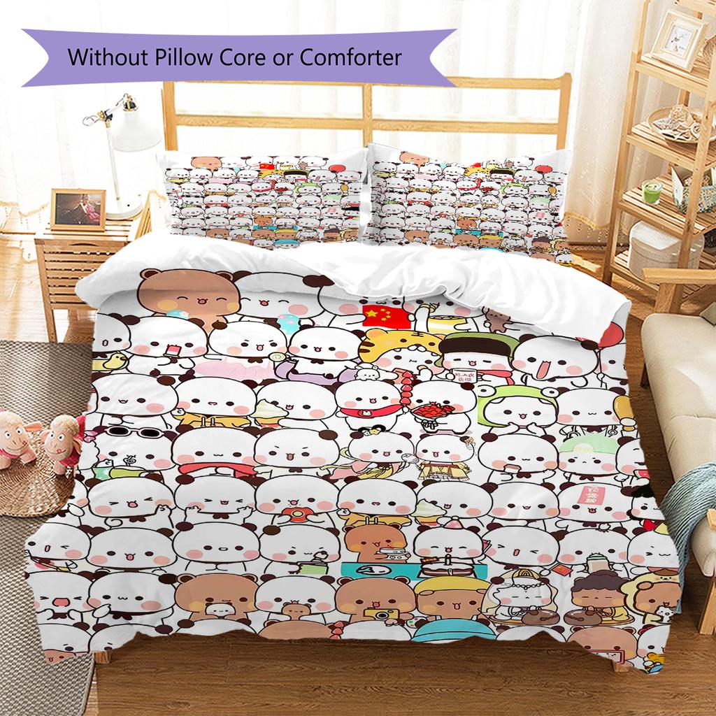 H260212Peach Goma Pattern Bedding,Quilt Set Quilt Cover Pillowcase Home Birthday Gift (1 * duvet cover + 2 * pillowcase, without core)