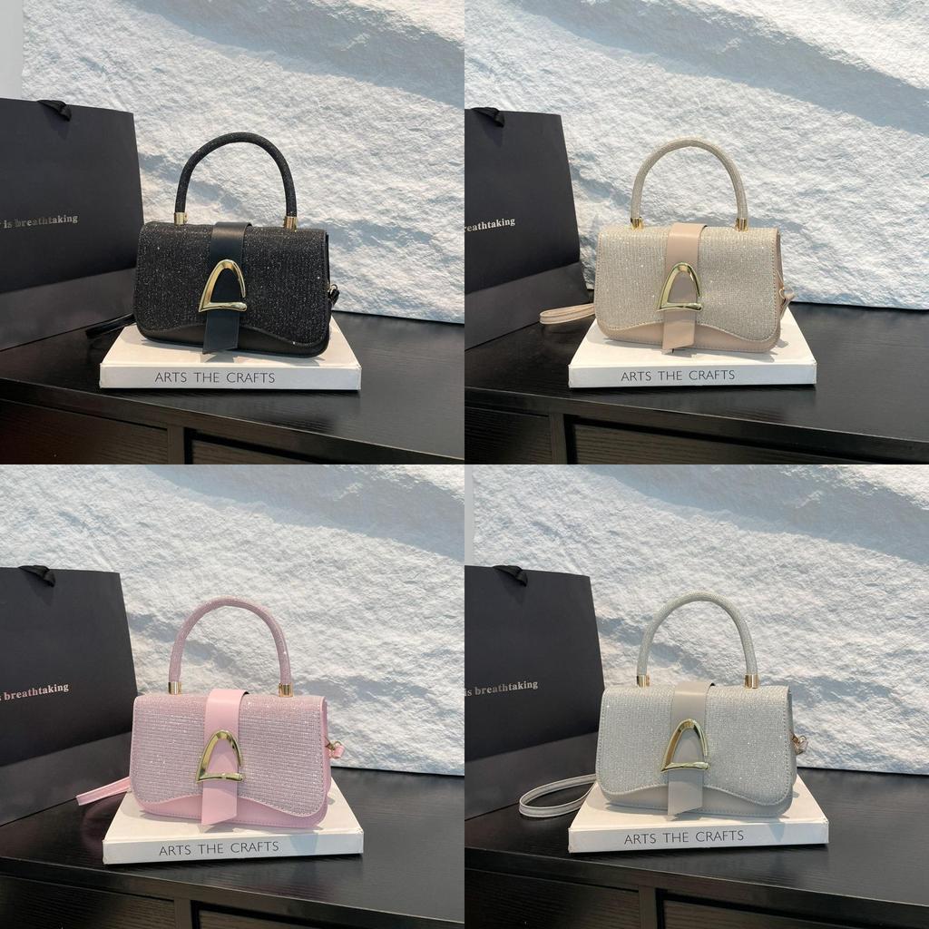 Small Square Bag Pu Leather With Stitching For Casual Daily Use