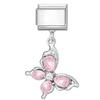 New Sweet Pink Zircon Heart Bows Cherry Moon Star DIY Making Bracelet Women Men Stainless Steel 9mm Italian Charm Links Fit