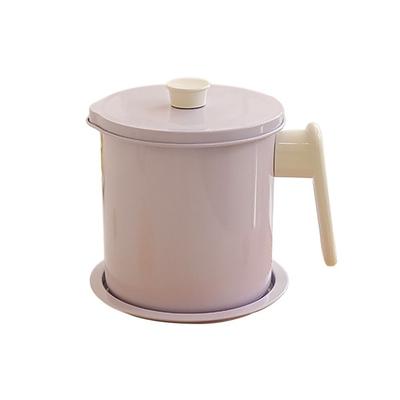 Large Capacity Oil Filter Pot BPA-Free Anti-Leakage Grease Separator 1.4L Dust-Proof Cover Stainless Steel Strainer