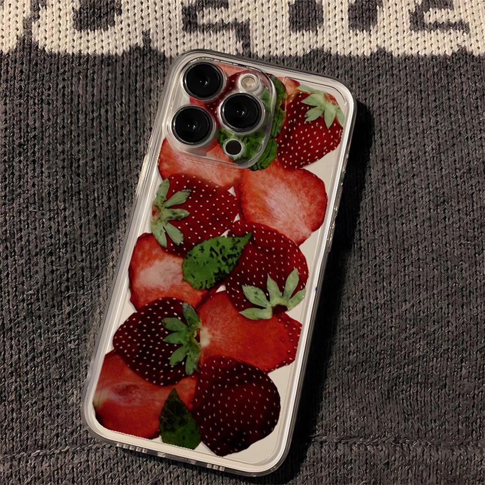 Luxury Korean Style Strawberry Phone Case For Xiaomi Redmi Note 13 12 12S 12C 11 10 10C 13C 10s A2 A3 Pro Plus 4G 5G TPU Cover