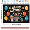 2D Colorful Retro Radio Birthday Backdrop Party Background