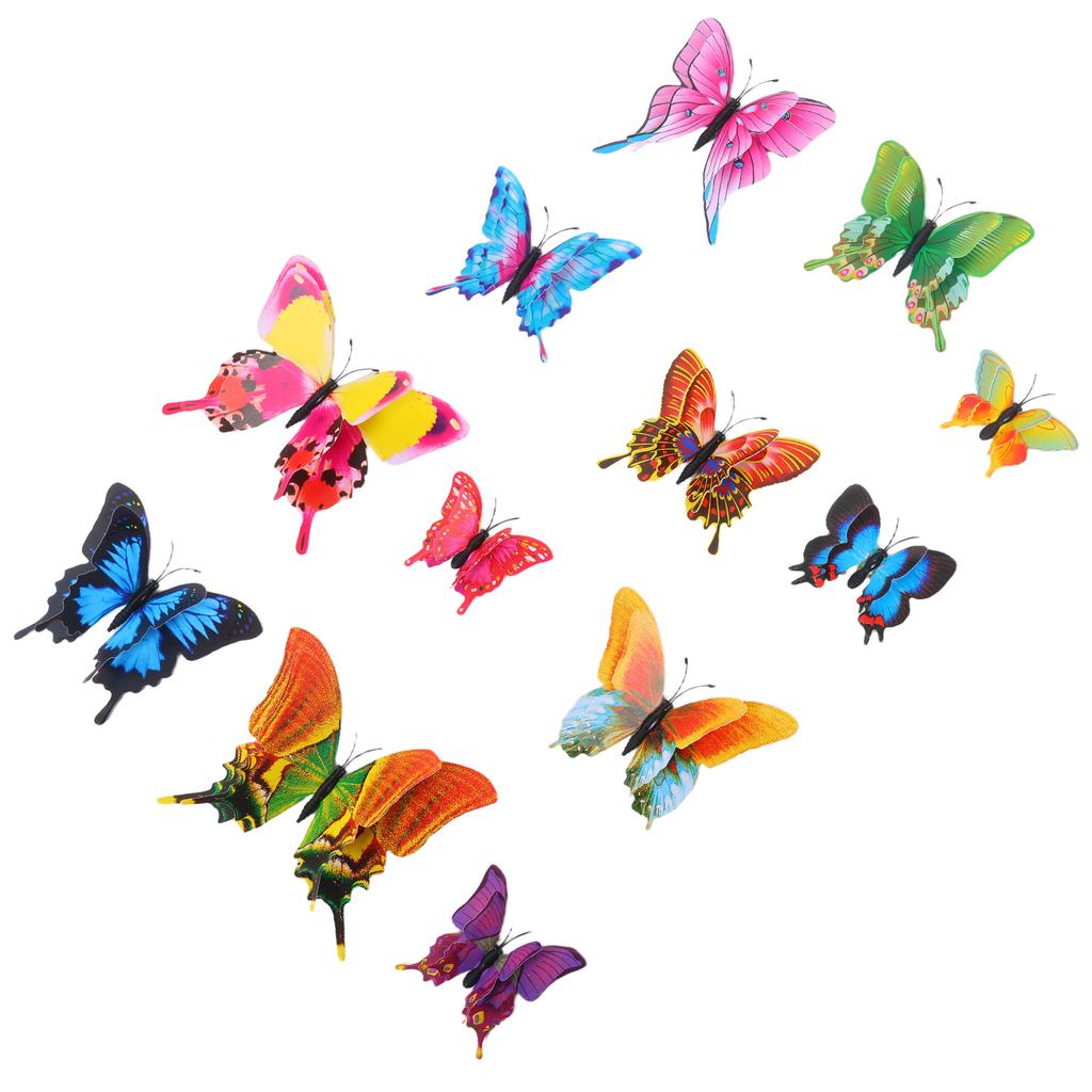 12Pcs 3D Butterfly Wall Stickers Decor Butterflies for Wedding Decoration Magnet Fridge Decals Decoration Sticker Color Sticker