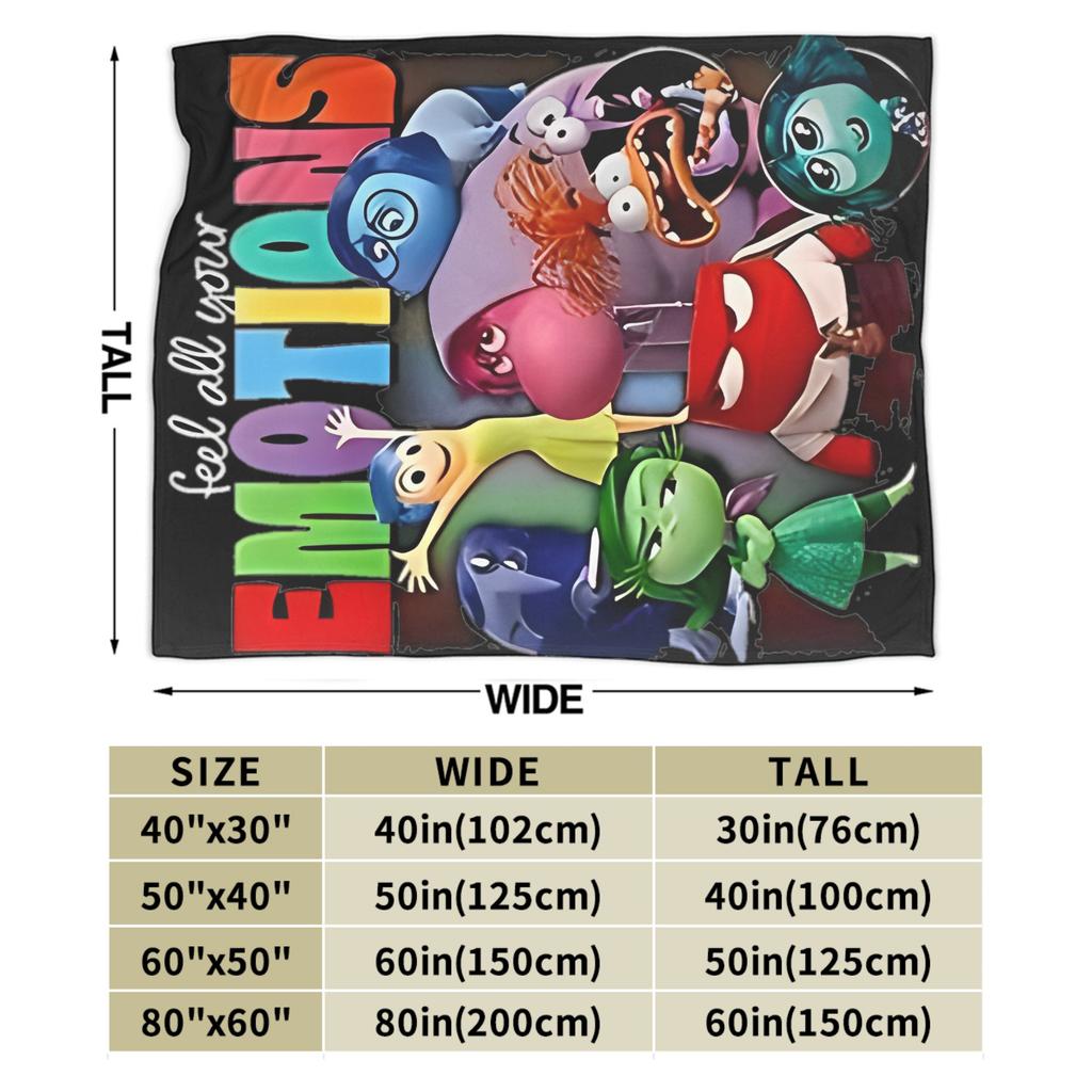 Inside Out 2 Cartoon  Blanket  Travel Office Flannel Throw Blanket For Outdoor Super Warm Custom Quality Bedspread