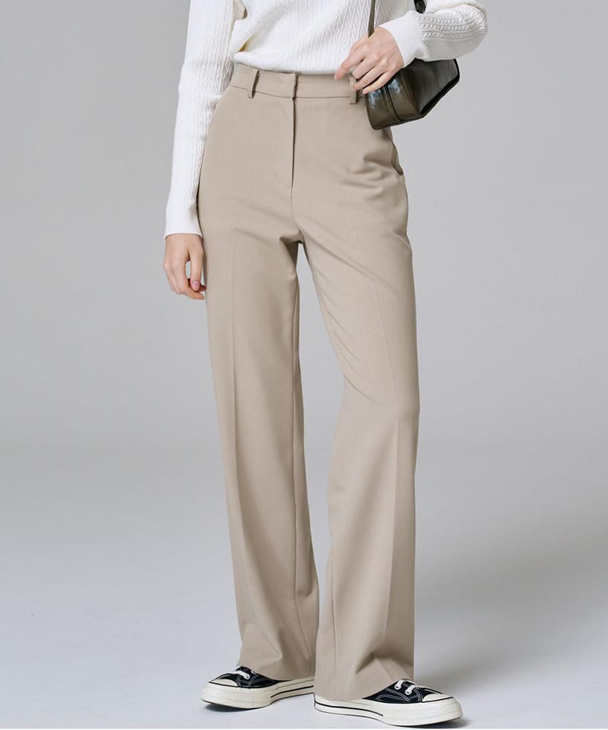 MALOUPE 2115 Stretch Semi-Wide Pants (Beige)