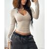 Women S Ribbed Knitted Long Sleeve V Neck Slim Fit Comfortable Sweater