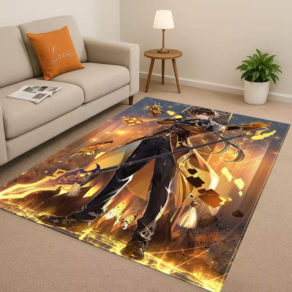 Game Genshin Impact Cartoon Living Room Non-Slip Area Rug Soft Carpet for Bedroom Playroom Sofa , Easy Clean Home Decor Doormat