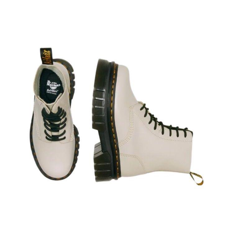 Dr. Martens Leather Solid Color Thick Sole Lace-Up Short Martin Boots Unisex Boots White 27149055