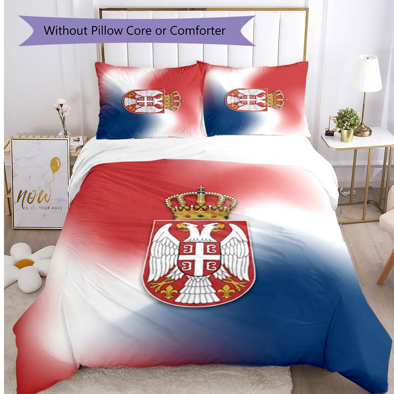 Serbia Printed Bedding 3 Piece Set Cozy Breathable Bed Cover Set as Housewarming Holiday Gift