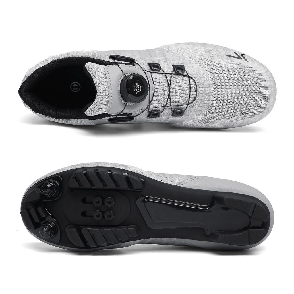 MORYTRADE MTB-Schuhe mit Bindungen, Atmungsaktive Radschuhe, Größe 27,0 cm, Hellgrau